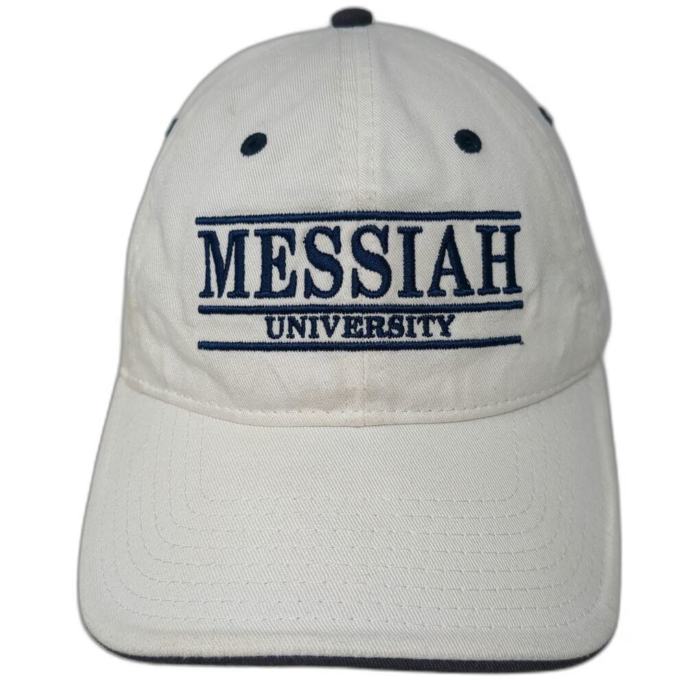 The Game Messiah University Baseball Cap White Blue One Size Cotton Logo Hat